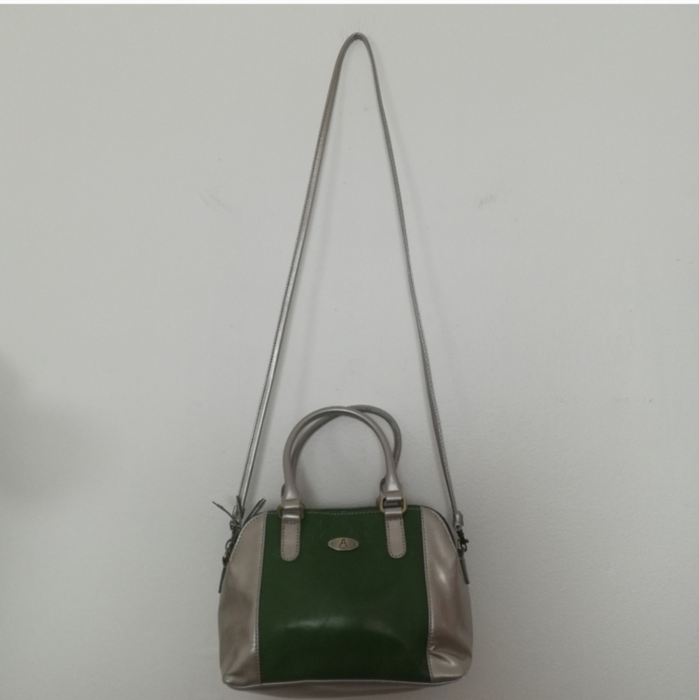 Aurielle Green Silver Gray Genuine Leather Crossbody Bag - Picture 2 of 16